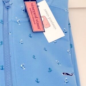 Vineyard Vines Broadfield Half Zip Pullover-Anchor Print Ocean Blue New With Tag
